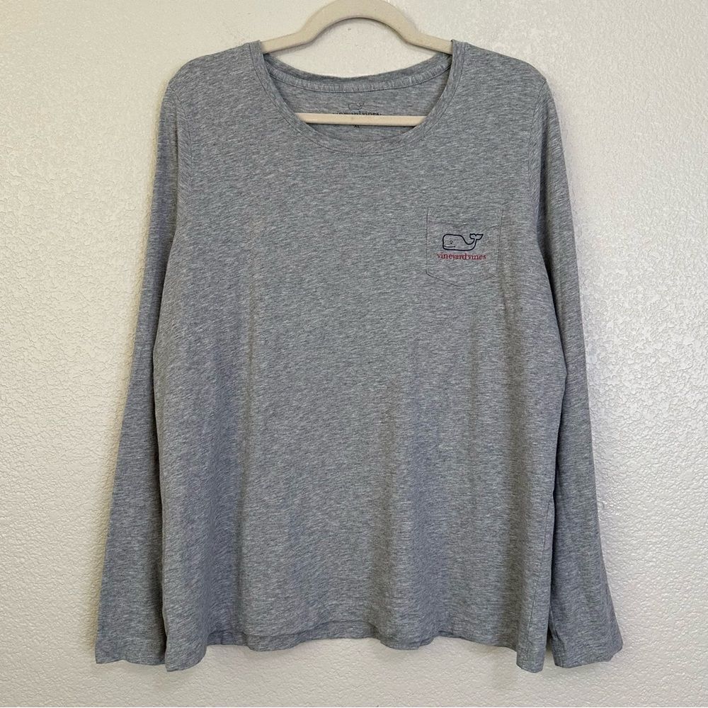 Vineyard Vines Happy Holidays Santa Whale Pocket Long Sleeves Tee, Size XL